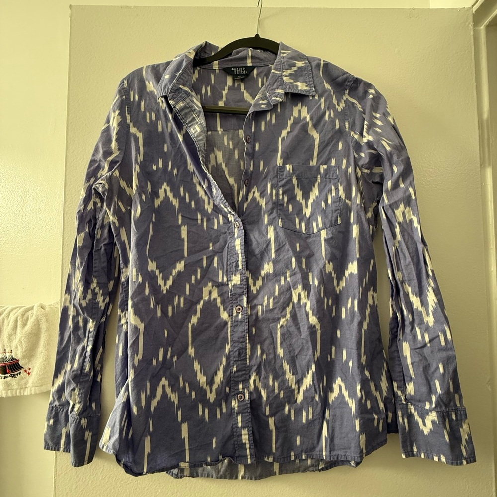 Blue Patterned Button Down Shirt